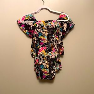 Graffiti crop top and pants set